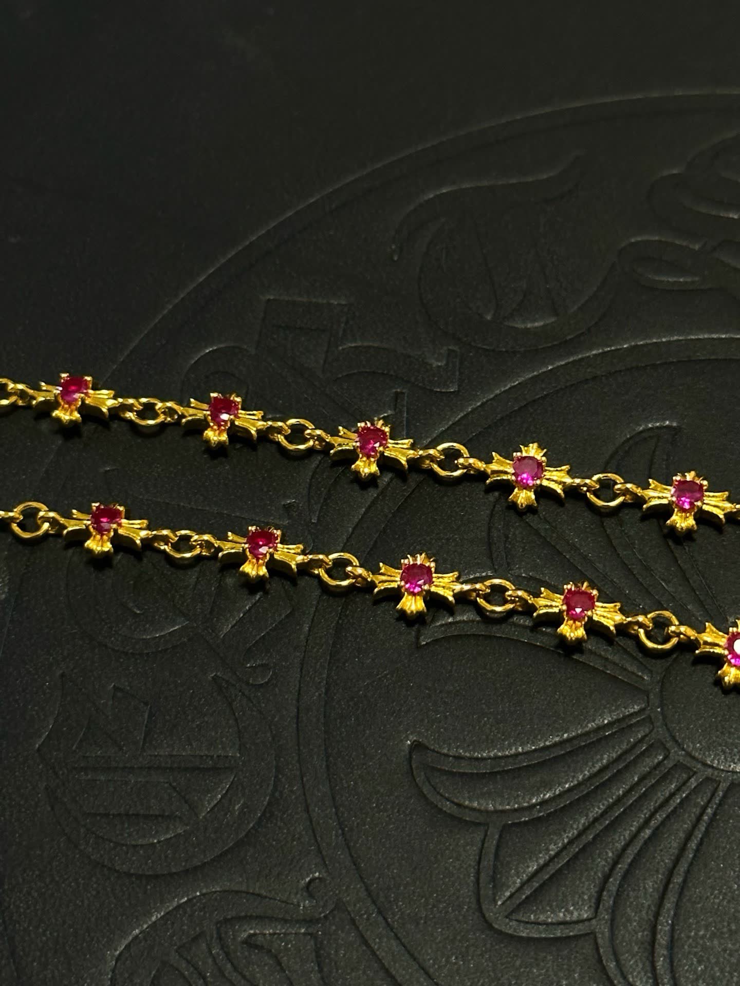 Chrome Hearts Royal Gold and Ruby Necklace with Sword Pendant